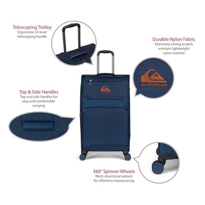 Quiksilver Buxton Suitcases Softside Expandable Luggage with Spinner Wheels, Large 3-Piece Set (20/26/30) (Navy) - color: Navy