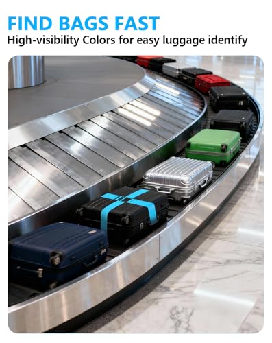 BILIONE 3Pcs Luggage Straps Set - 2 Suitcase Straps 70'' Long and 1 Add A Bag Strap, Adjustable Luggage Identifiers Nylon Travel Belt - color: Blue