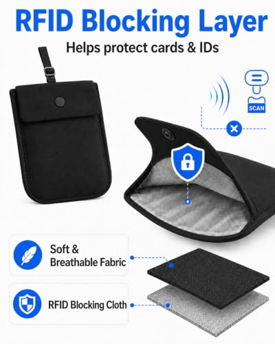 RFID-Blocking Travel Bra Wallet, Hidden Money Pouch with Elastic Strap - color: Black, size: Credit Card Size