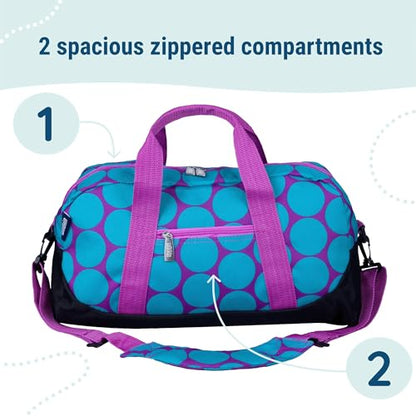 Wildkin Overnighter Duffel Bag for Kids, Big Dot Aqua - color: Big Dot Aqua