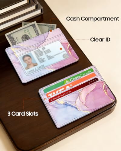 FINTIE Slim Minimalist Front Pocket Wallet RFID Blocking Credit Card Holder - color: glittering marble