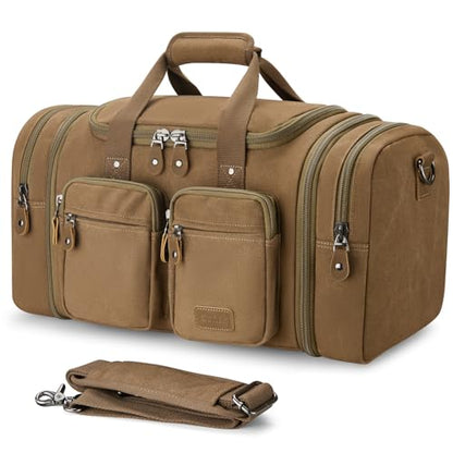 Gonex Duffle Bag for Travel, Expandable 50L Overnight Weekender Gym Bag - color: Coffee, size: Large-50L