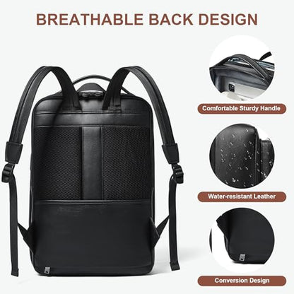 Shrrie 16 Inch Vegan Leather Laptop Backpack for Women and Men - color: Black