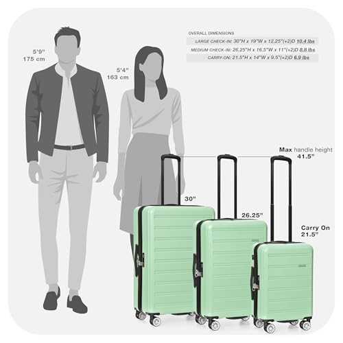 Travel Select Snowcreek Hardside Expandable Spinner Luggage Set w/USB Port, Mint, 3-Piece - color: Mint, size: 3 Piece Set