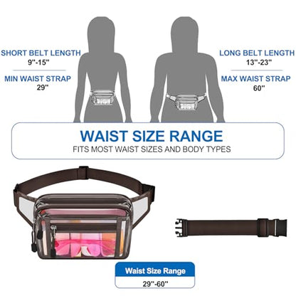 USPECLARE Clear Fanny Pack Stadium Approved Large Multi-Purpose Waist Bag - color: Chocolate, style: 1-pack-pvc