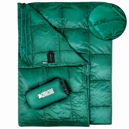 COVACURE Camping Blanket, Packable Down Alternative Outdoor Blanket 57X78'' - color: Down Green