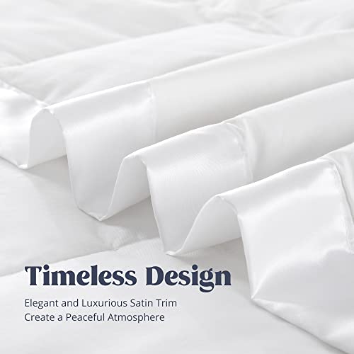 puredown® Blankets Queen Size - Soft Lightweight Down Blanket for Bed, Cozy Warm Luxury Bed Blanket with Satin Trim, White (90"X90") - color: 01 White, size: Full/Queen