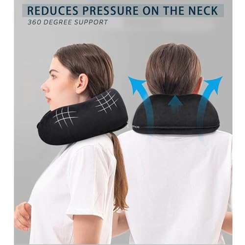 Neck Pillow Airplane Memory Foam Travel Pillows Black - color: Black