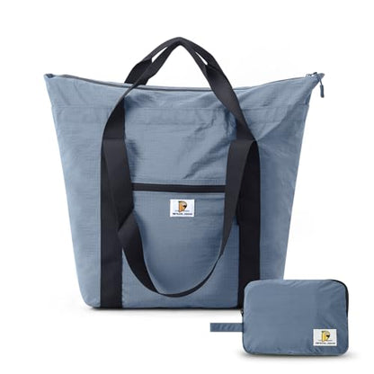 Foldable Travel Bag, 26L Lightweight Weekender Duffel, Expandable Second Carry-On Bag for Travel & Shopping, Water-Resistant Personal Item Bag, Mist Blue - color: Mist Blue