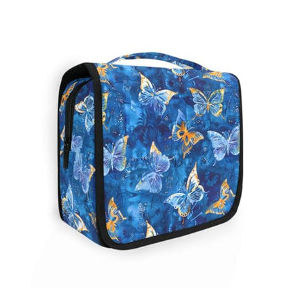 Hanging Travel Toiletry Bag Butterflies Dye Navy Kit Makeup Case Cosmetics Organizer for Men Women - color: Butterflies Dye Navy