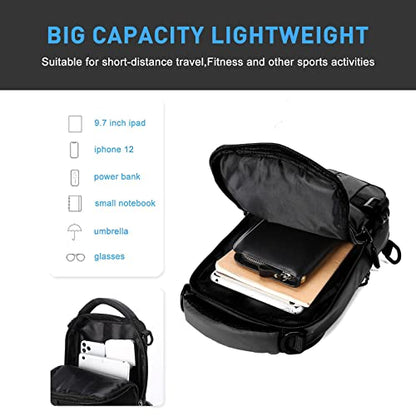 SEAFEW Sling Bag for Men Women, Crossbody Chest Backpack Motorcycle Bag - color: Black-small