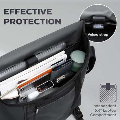 Large Messenger Bag Crossbody Laptop, Black - color: Dark Black
