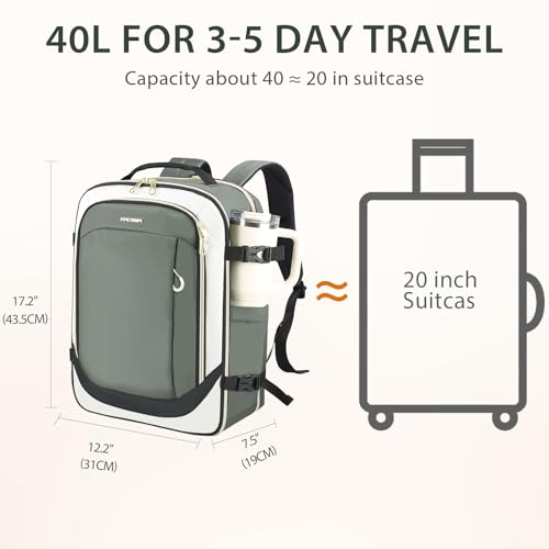 KROSER Laptop Backpack Computer Backpack 17 Inch Men-Beige/Army Green/Black - color: Beige/Army Green/Black