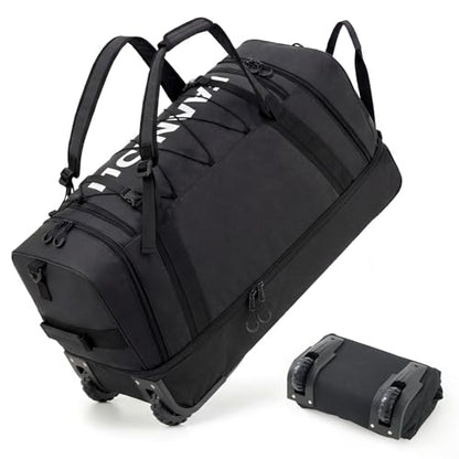Fanwoli 120L Rolling Duffle Bag with Wheels, Foldable Travel Duffel - color: Black-3