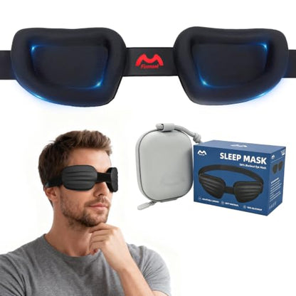 Sleep Mask for Men Women, Zero Pressure 3D Blackout Eye Mask - color: Deep Black