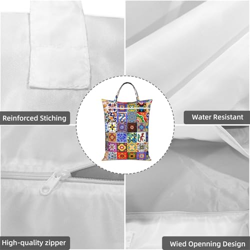 Bohemian Chic Floral Travel Laundry Bag Washable Dirty Clothes Bag for Gym - color: Bohemian Chic Floral