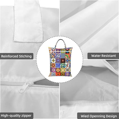Bohemian Chic Floral Travel Laundry Bag Washable Dirty Clothes Bag for Gym - color: Bohemian Chic Floral