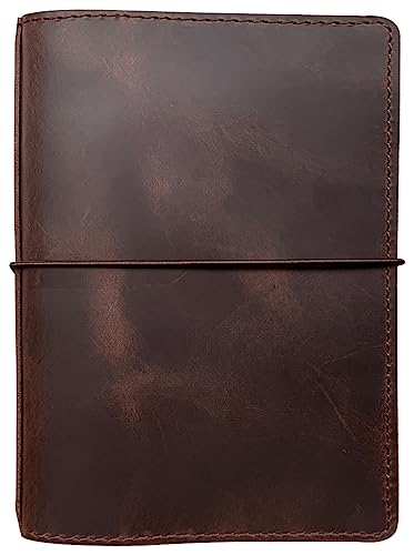 newestor Travelers Notebook Cover with Inner Pockets, Card Slots and Pen Holder, B6 Size, Dark Brown - size: B6