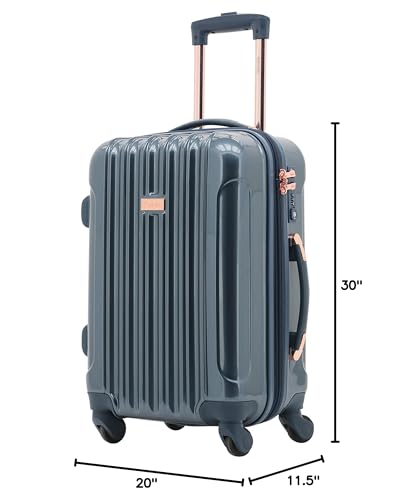 kensie 3 Piece "Alma" Light Metallic Style TSA-Lock Spinner Luggage Set, Midnight Blue Option - color: Midnight Blue, size: 28"/24"/20" (3 Piece Set)