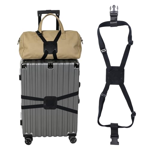 Adjustable Luggage Bungee Strap, Elastic Bag Bungee for Luggage, Adjustable Travel Straps for Suitcases (Black)