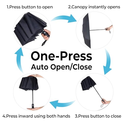 LLanxiry Compact Travel Umbrella, Windproof Automatic Umbrellas for Rain - color: High clouds (Auto)