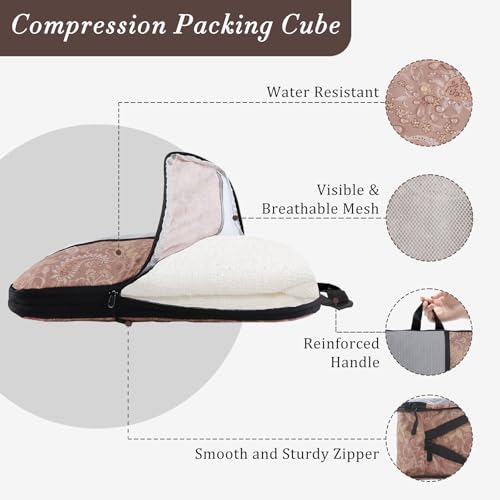 U+U 4 Set Compression Packing Cubes, Travel Organizers (Paisley Pattern) - color: Paisley Pattern, size: 4 Set