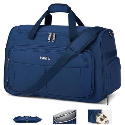 HanTrip 21 Inch Carry On Duffel Bag Foldable Overnight Tote Bags, Blue - color: Blue, size: Carry-on 21.5-Inch