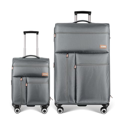 2-Piece Luggage Set(20/30in)-Expandable Luggage,TSA LOCK - color: Grey, size: 2-Piece Set (20"/30")