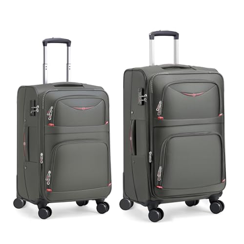 ROPLUS Softside Expandable Luggage with 4 Spinner Wheels, Durable Carry-On Luggage Suitcase (Gray, 2-Piece Set 21/25) - color: Gray, size: 2-Piece Set (21/25)