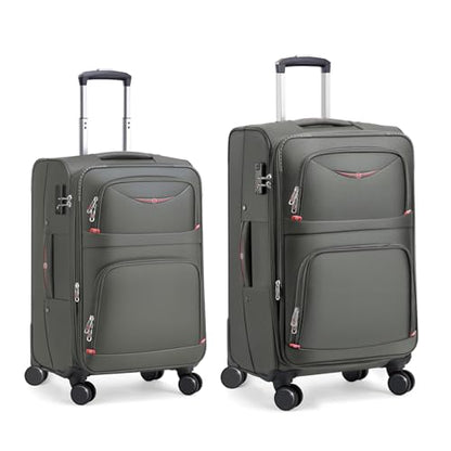 ROPLUS Softside Expandable Luggage with 4 Spinner Wheels, Durable Carry-On Luggage Suitcase (Gray, 2-Piece Set 21/25) - color: Gray, size: 2-Piece Set (21/25)