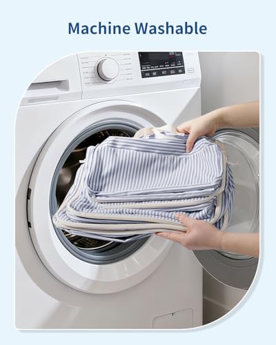Narwey Packing Cubes for Travel, Luggage Organizer Bags for Women Kids - color: Greyish Blue Stripe