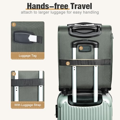 17 Inch Underseat Carry on Luggage with Removable Spinner Wheels - color: Green, size: 17 inch_Underseat
