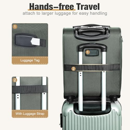 17 Inch Underseat Carry on Luggage with Removable Spinner Wheels - color: Green, size: 17 inch_Underseat