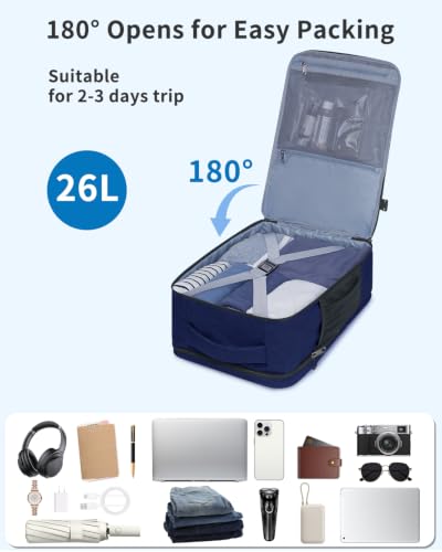 WANDF Personal Item Travel Bag 18x14x8, Carry On Laptop Backpack (Navy) - color: B-navy Blue, size: 18x14x8