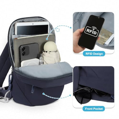 Small Sling Bag with RFID Blocking Mini Fanny Pack, Dark Blue - color: Dark Blue