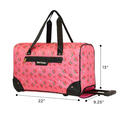Juicy Couture Cherry Rolling Duffel, 22in - color: PINK LEMONADE/CROWN