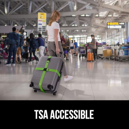 GORILLA GRIP Heavy Duty Luggage Straps for Suitcase, 2 Pack Green - color: Green