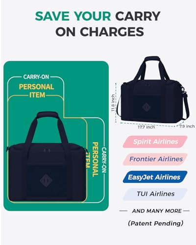 WANDF Personal Item Travel Bag 18x14x8, Carry On Duffle Bag for Women - color: A-Blue