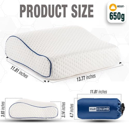 Travel & Camping Comfortable Memory Foam Pillow – Easy to Carry Portable Bag – Temperature Regulating Pillow Case - Perfect for Travelling (White Contour) - size: White Contour