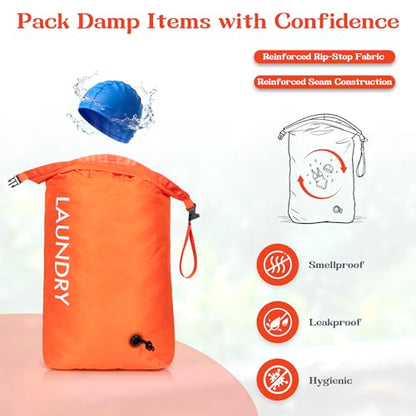 Travel Laundry Bag, Vacuum Compression Dirty Clothes Travel Bag - color: Orange, size: Medium