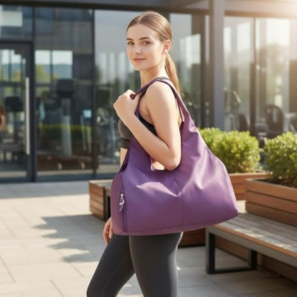 Forestfish Gym Bag For Women With Shoes Compartment & Wet Dry - color: Purple