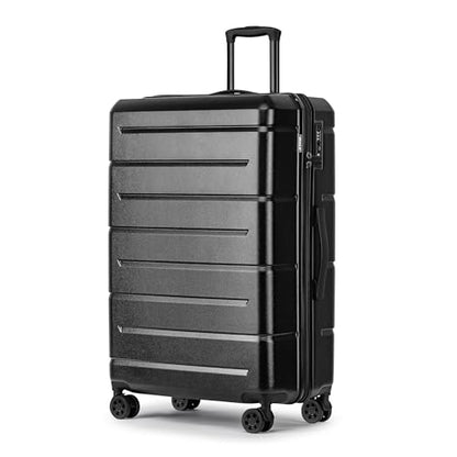 KYME 28 Inch Luggage with Wheels Hardshell Large Suitcase Lightweight Big Checked Luggage with TSA Lock Travel Rolling Suitcase for Women Men Black - color: Black, size: Checked-Large 28-Inch
