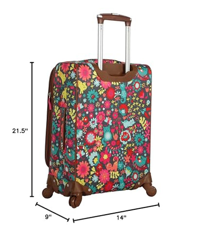 Lily Bloom Luggage Carry On Expandable Design Pattern Suitcase For Woman With Spinner Wheels (Playful Garden, 20in) - color: Playful Garden