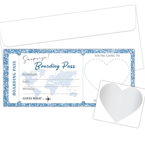 Lesixur Blue Surprise Trip Reveal, 5 Set Boarding Pass Ticket, Surprise Destination Revealed Card Plane Tickets for Valentine's Day, Holidays, Birthday, Wedding, Anniversary, And Christmas-004-5 - style: 5 SET