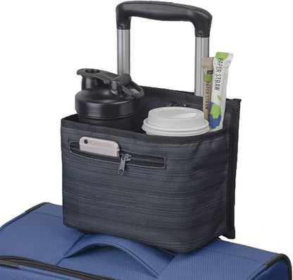 Luggage Travel Cup Holder for Suitcase, Drink Carrier for Coffee Tumblers - color: gray