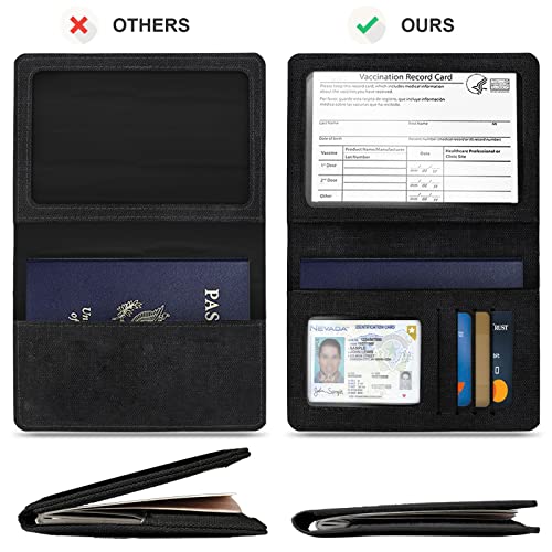 VIDIVICI 2 Pack Passport & Vaccine Card Holder - Pink&Black RFID Blocking Travel Must Have - color: Pink&Black, style: 2pack