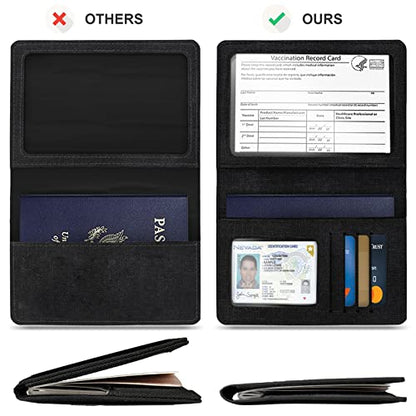 VIDIVICI 2 Pack Passport & Vaccine Card Holder - Pink&Black RFID Blocking Travel Must Have - color: Pink&Black, style: 2pack