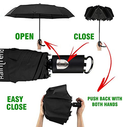 Travel Mini Umbrellas for Rain & Sun UV Protection Compact Folding Automatic Lightweight and Small Сollapsible Windproof Umbrella Women - color: Purple inside
