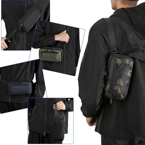 Crossbody Fanny Pack - 1.5L Small Sling Bag Water Resistant Handled Pouch with Adjustable Strap & D Ring for Travel Running Hiking EDC,Camo - color: Camo