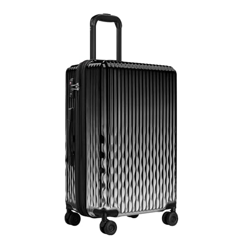 Checked Luggage, 24 Inch Expandable with Spinner Wheels, TSA Lock, Lightweight Travel Suitcase with Large Capacity - color: Black Ice, size: 24inch
